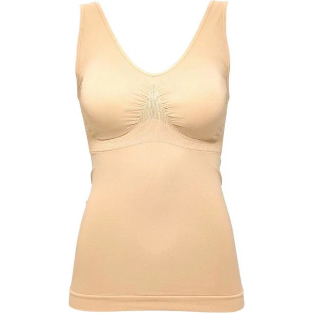 Rhonda Shear Women's Seamless Tank with Removable Pads Beige -